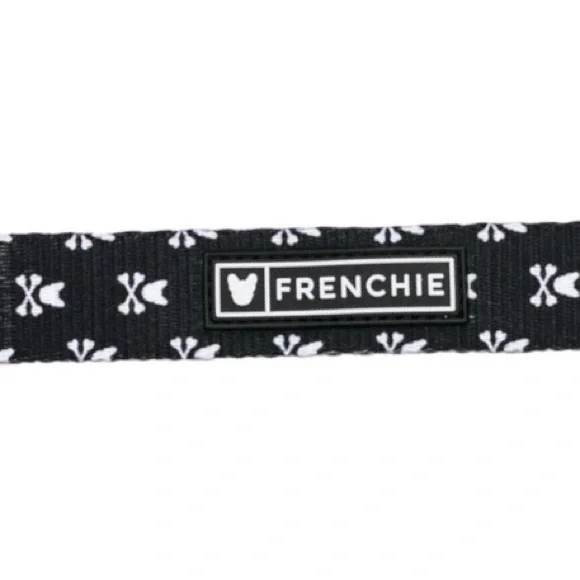 Frenchie Dog seat belt Car Leash Collar Bad to the Bone Print Black White strap - Picture 2 of 4